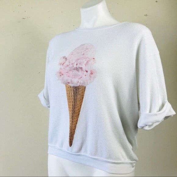 Wildfox ice cream cone roll sleeve sweatshirt sweater top XS kawaii graphic cozy - Picture 4 of 12